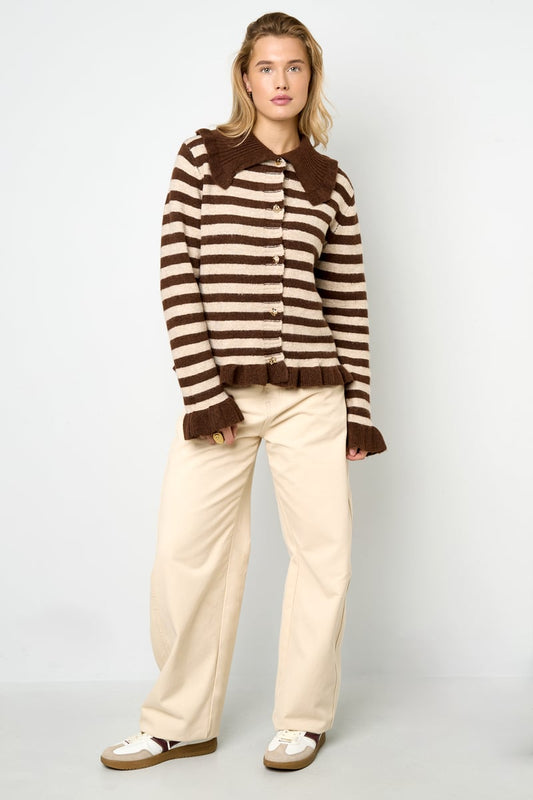 Polyester fiber (polyester) Knit cardigan Stripes Casual Fall/Winter  Clothes