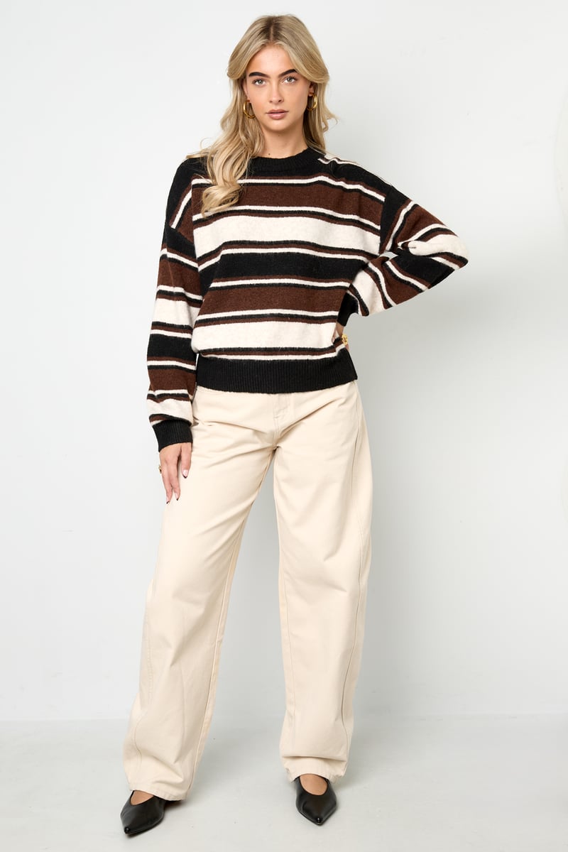 Polyester fiber (polyester) Knit sweaters Stripes Casual Fall/Winter  Clothes